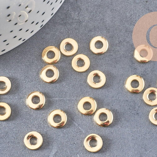 Perles intercalaires rondelles acier 304 inoxydable doré 8mm, x20 (g3464)