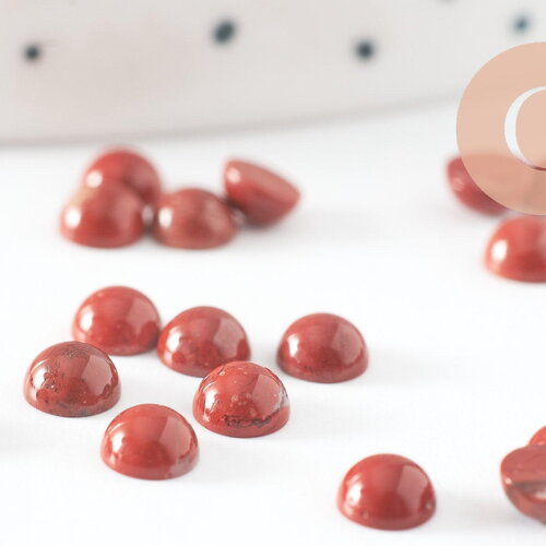 Cabochon rond jaspe rouge naturel 4mm, x1 (g10036)