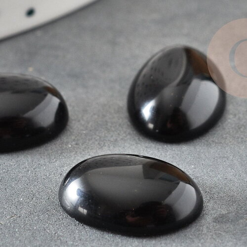Cabochon ovale obsidienne noire naturelle ovale 18x13mm, x1 (g2066)