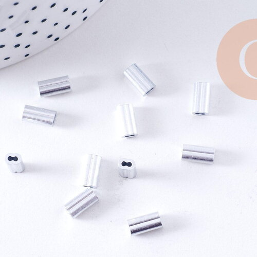 Embouts à sertir double pour câble 1mm aluminium platine, x2 (g10586)
