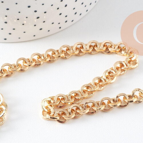 Chaine maille rolo aluminium doré 8mm, x1 mètre (g10595)