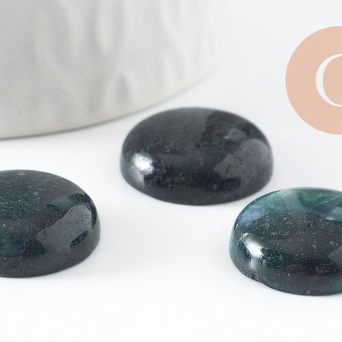 Cabochon rond agate mousse verte 20mm, x1 (g9622)
