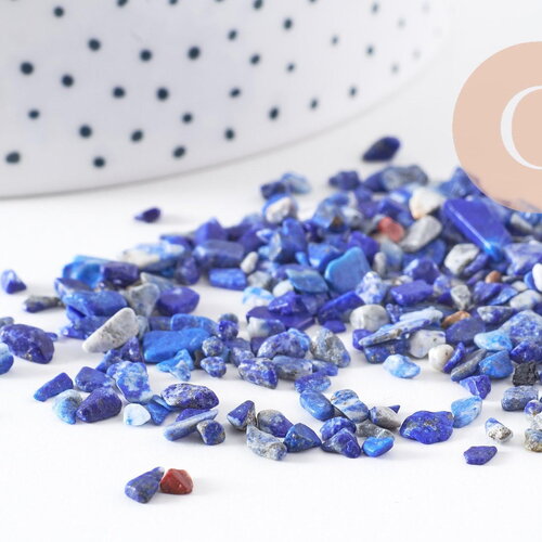Sable chips pierre lapis lazulis bleu naturel 3~5mm non percé, x20gr (g0230)