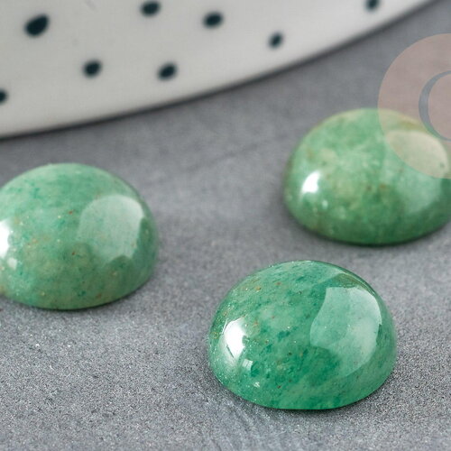 Cabochon rond aventurine verte naturelle 12mm, x1 (g1927)