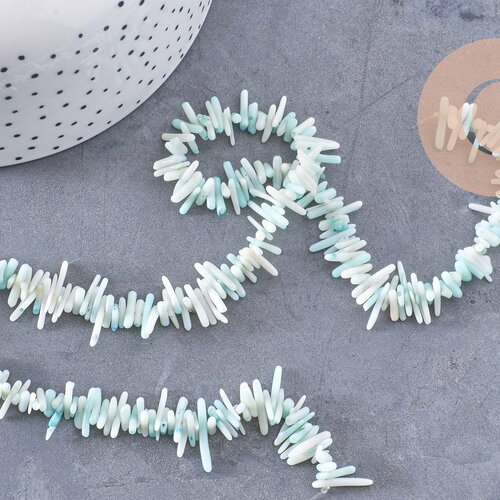 Perles en corail turquoise,perles corail, corail naturel,perle coquillage,coquillage bleu, fil 38cm x1 (g0987)