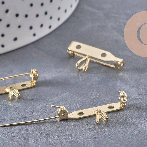 Support de broche et pendentif en zamac doré 26mm, x1 (g10987)