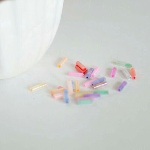 Perles rocaille tube pastel 6x2mm, perles rocaille pastel, perles verre multicolores, long tube, x 10gr g1651