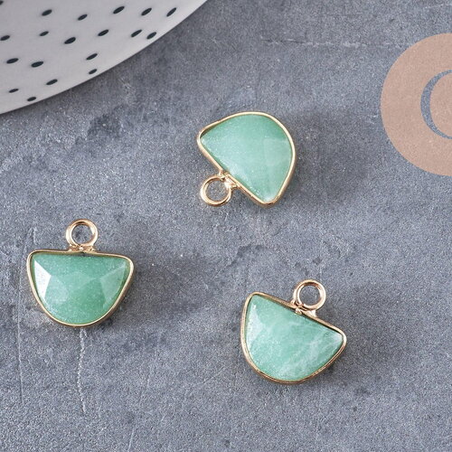 Pendentif demi-lune aventurine naturelle,création bijoux,13.5mm x1 (g2883)