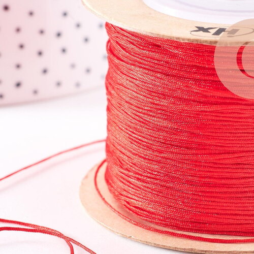 Cordon rouge foncé tressé polyester 0.6mm, x1 mètre (g10667)