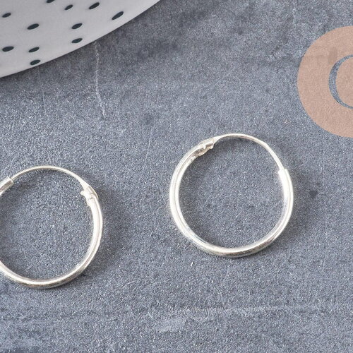 Boucles créoles fine argent 925 massif 16mm, x2 (g4685)