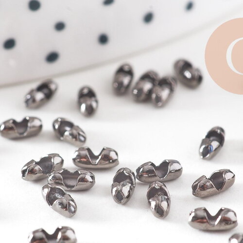 Connecteur chaîne à billes laiton gunmetal 6x5mm, x50 (g10898)
