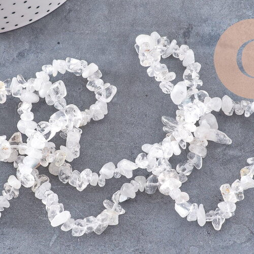 Perles chips cristal de roche naturel 5-8mm, x1 fil 80cm (g10911)