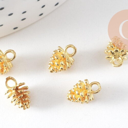 Pendentif pomme de pin laiton brut 12mm, x5 g0375