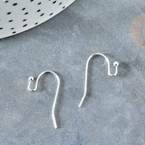 Supports de boucles hameçons laiton argenté 22mm, x50 (g8362)
