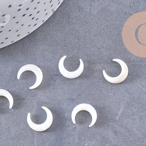 Lune nacre blanche naturelle 10x12mm, x1 (g10225)