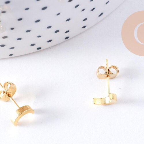 Boucles puces lune en acier doré 304 inoxydable 7x5x2mm, la paire(g2991)