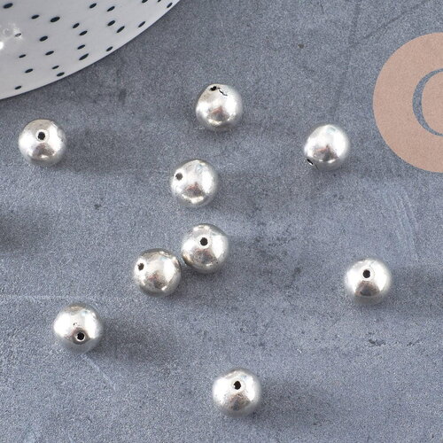 Perle ronde argent tibétain vieilli 8mm, x10 (g0084)