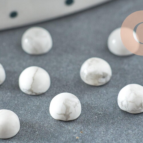 Cabochon rond howlite blanche naturelle 4mm, x1 (g2968)