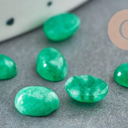 Cabochon ovale agate naturelle verte 5x7mm, x1 (g2699)