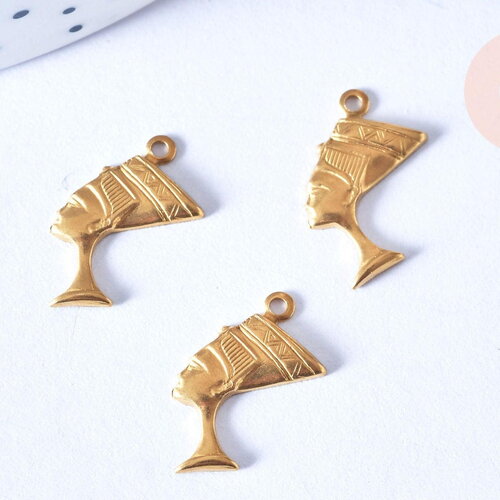 Pendentif nefertiti égypte laiton brut 20mm non percé, x2 (g6520)