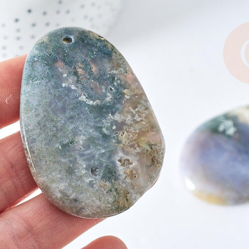 Pendentif goutte agate verte mousse 56-62mm,pendentif bijoux pierre naturelle, x1 g2556