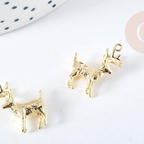 Pendentif cerf laiton doré 19mm, création de bijoux, pendentif cerf, pendentif laiton doré, laiton doré, 19mm x1 g8871