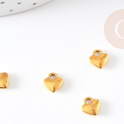 Perle coeur zamac doré 8mm,creation bijoux sans nickel x10 g5314