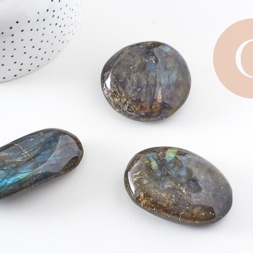 Pierre labradorite naturelle roulée, galet labradorite, pierre semi-precieuse,pierre grise naturelle, x1 (g5233)