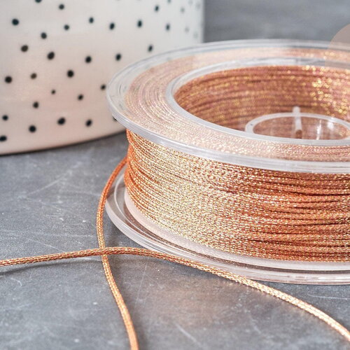 Cordon cuivre métalisé tressé cuivre polyester 1mm, x1 mètre (g8171)