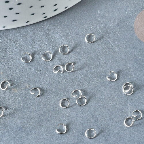 Anneaux de jonction ronds acier 304 platine inoxydable 4mm, x1gr (g9145)