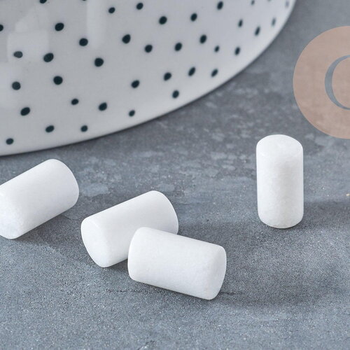 Perle tube quartz neige 12x7mm, x10 (g8830)