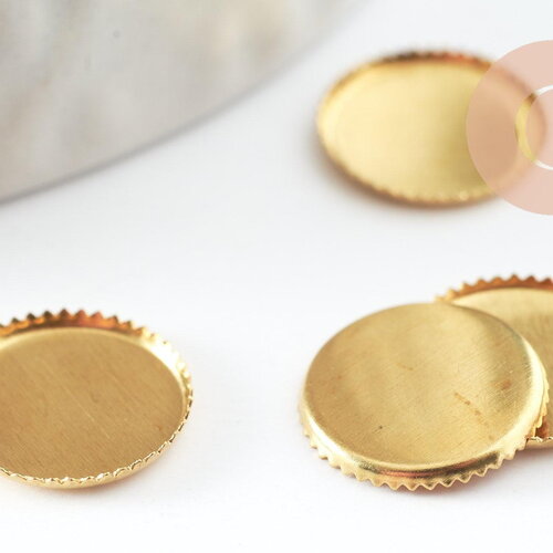 Supports de cabochon rond laiton brut 10mm, x50 (g0494)