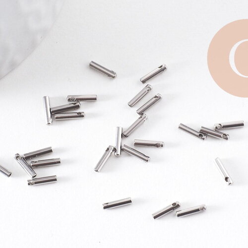 Embouts cordon et chaine acier 304 platine 7x1.6mm, x10 (g4048)