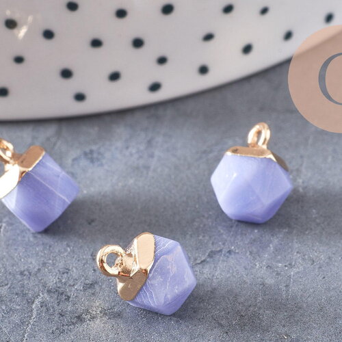 Pendentif hexagone jade bleu 11mm,pendentif pierre jade naturel pour création bijoux, x2 g2192