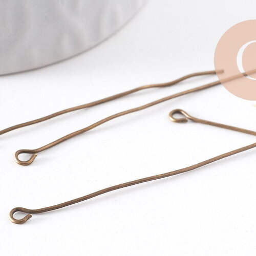 Clou tige tête boucle fer bronze 50mm, x10gr (g10138)