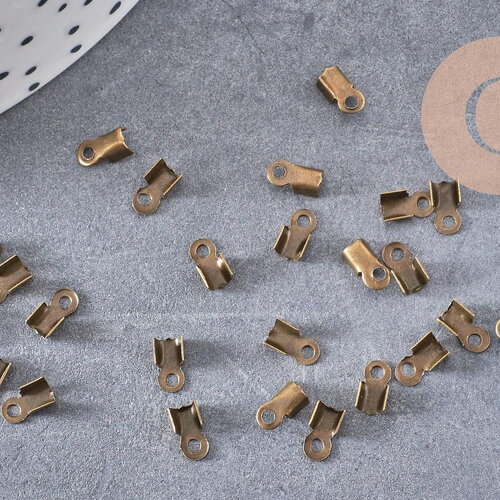 Embouts corde métal bronze à pincer 6mm, x100 (g2164)
