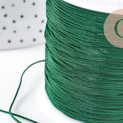 Cordon vert foncé tressé polyester 0.8mm, x1 mètre (g10673)