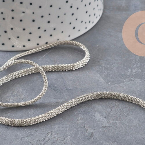 Chaine mesh serpent fer platine 4mm, x1 metre (g2320)