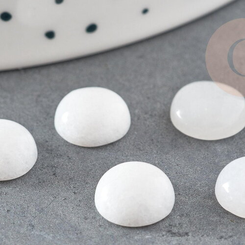 Cabochon rond jade blanc, cabochon rond, jade naturel,pierre naturelle,jade blanc, 10mm, x1 (g1642)