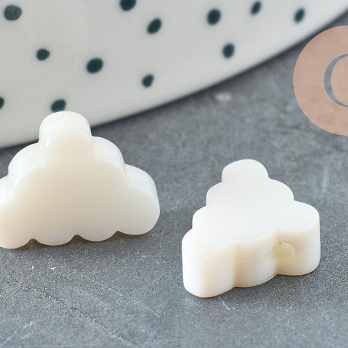 Perle nuage nacre blanche naturelle 15mm, x1 (g1973)