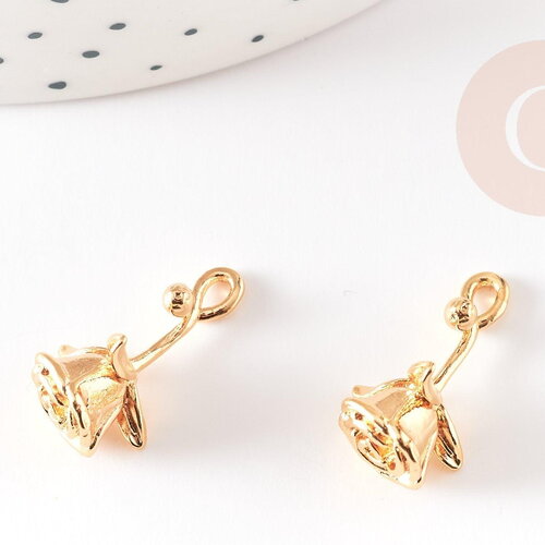 Pendentif fleur rose doré 18k, pendentif bijou laiton,fleur laiton bijoux, x1,21mm, x1 g5307