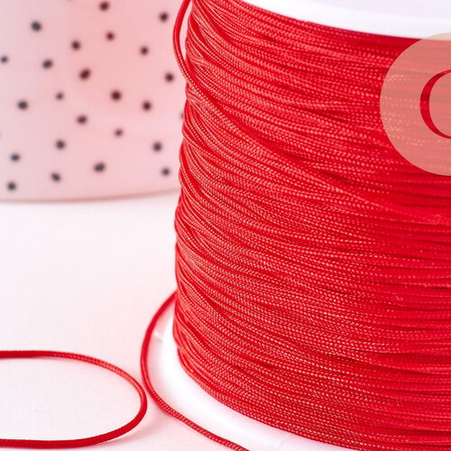 Cordon rouge tressé polyester 0.8mm, x1 mètre (g10670)