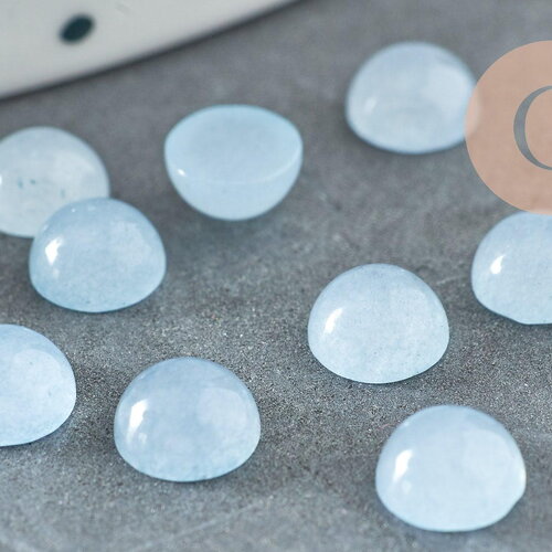 Cabochon rond jade naturel bleu ciel 6mm, x1 (g1606)