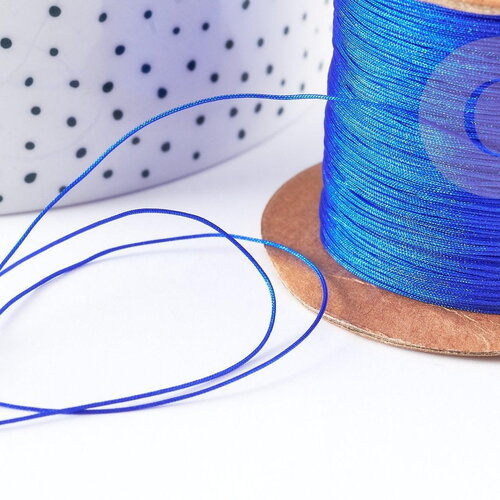 Cordon fil de jade nylon bleu roi 0.4mm, fabrication bijoux avec nœud coulissant, x1mètre g9116