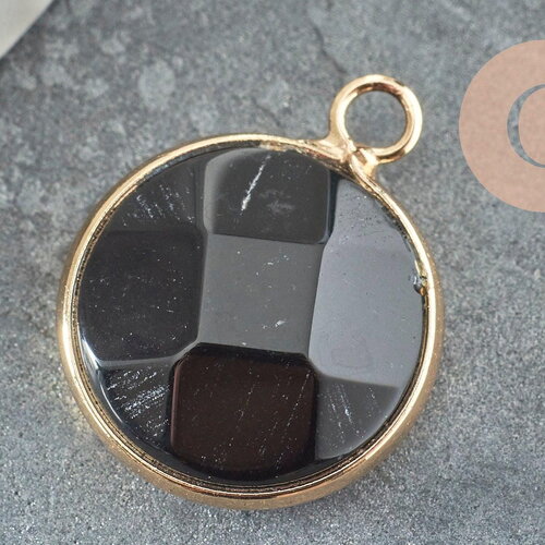 Pendentif rond agate noire,agate naturelle,pendentif pierre,20mm, x1 g0677