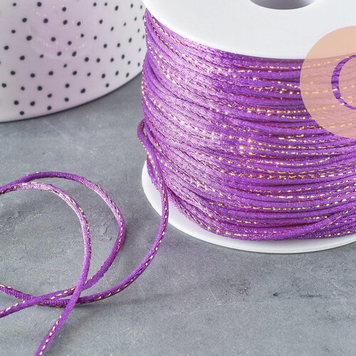 Cordon violet or,ruban mariage, scrapbooking, largeur 1.8mm, x1 mètre g1750