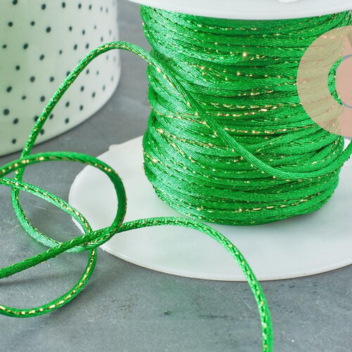 Cordon nylon vert or 1.5mm, x1 mètre (g3407)