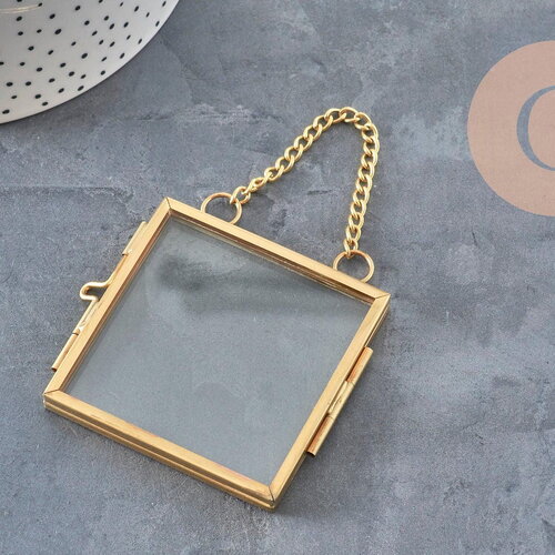 Cadre photo à accrocher verre métal doré rectangle 60cm, x1 (g11295)