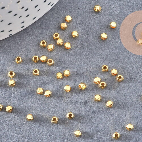 Perles intercalaires hexagone facettées zamac doré 3.5mm, x50 (g10809)