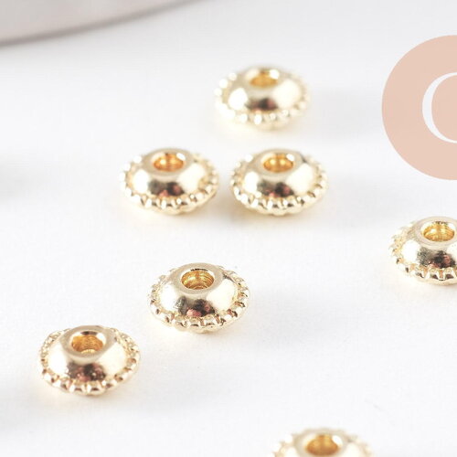 Perles rondelles soucoupe intercalaires zamac doré 5mm, x20 (g10095)